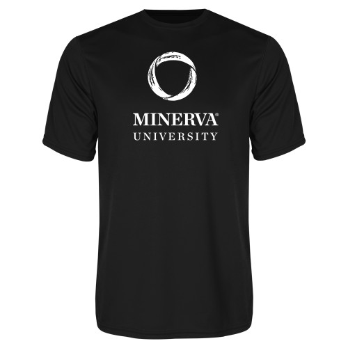  Black Performance Tee - Minerva University Primary Mark