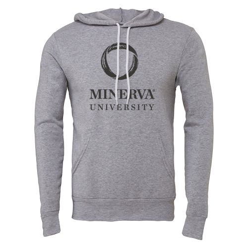  Bella + Canvas Heather Grey Fleece Hood - Minerva University Primary Mark