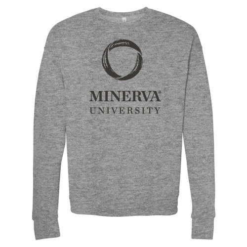  Bella + Canvas Heather Grey Fleece Crew - Minerva University Primary Mark
