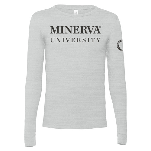  Bella + Canvas Ash Grey Jersey Cotton Long Sleeve T Shirt - Minerva University Wordmark