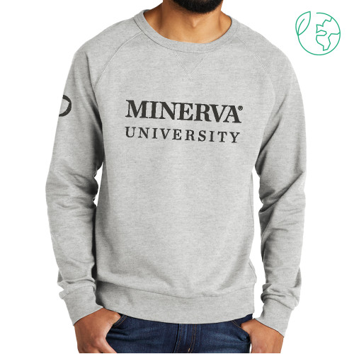 Allmade Light Grey Organic French Terry Crewneck Sweatshirt - Minerva University Wordmark