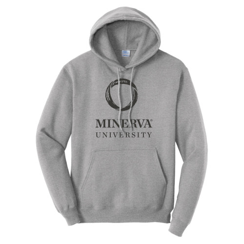  Tall Athletic Heather Fleece Hoodie - Minerva University Primary Mark