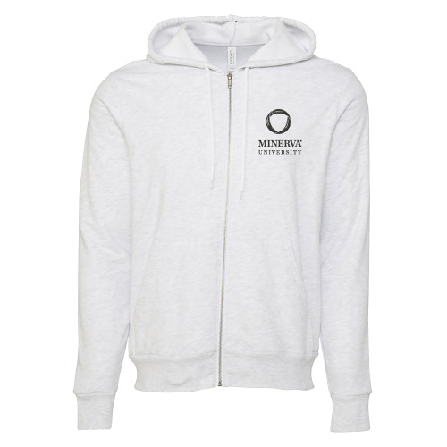  Bella + Canvas Ash Grey Full Zip Hood - Minerva University Primary Mark