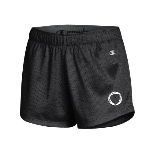  Champion Womens Black Mesh Short - Minerva University Symbol