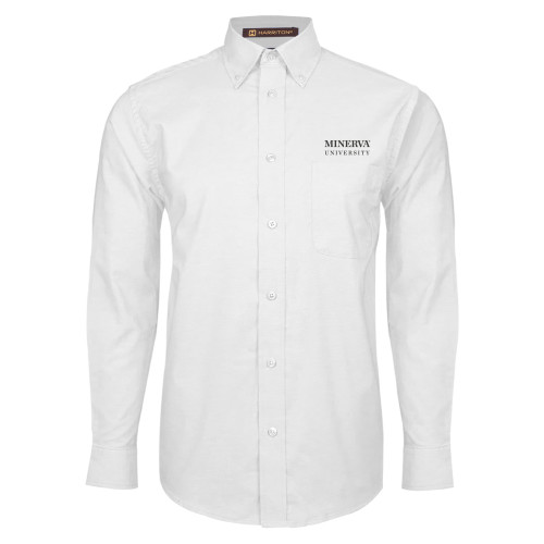  White Oxford Long Sleeve Shirt - Minerva University Wordmark