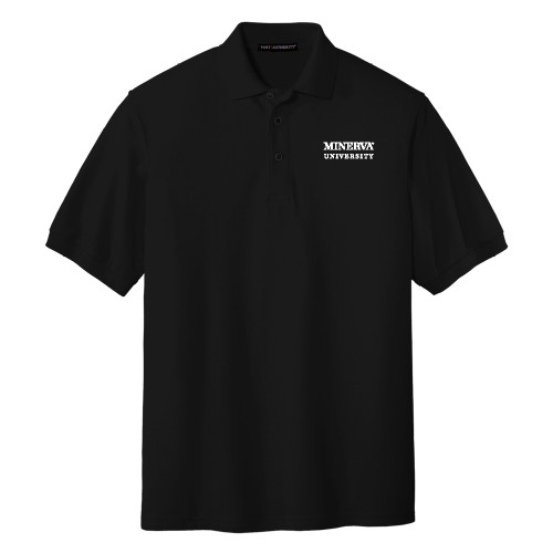 Black Silk Touch Polo - Minerva University Wordmark