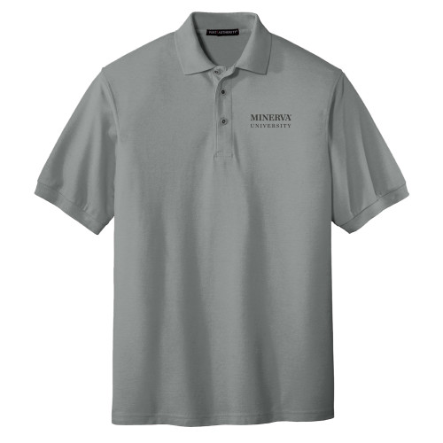  Cool Grey Silk Touch Polo - Minerva University Wordmark