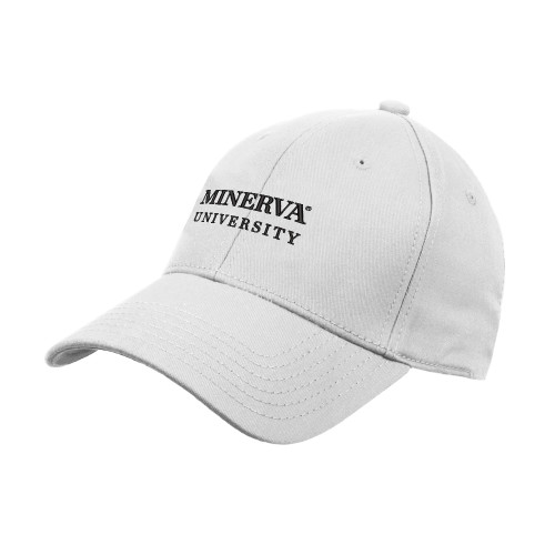 White Structured Adjustable Pro Style Hat - Minerva University Wordmark