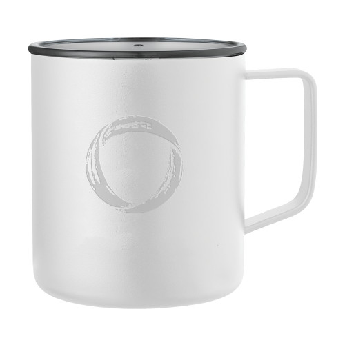  Rover Camp Vacuum Insulated White Mug 14oz - Minerva University Symbol Engraved
