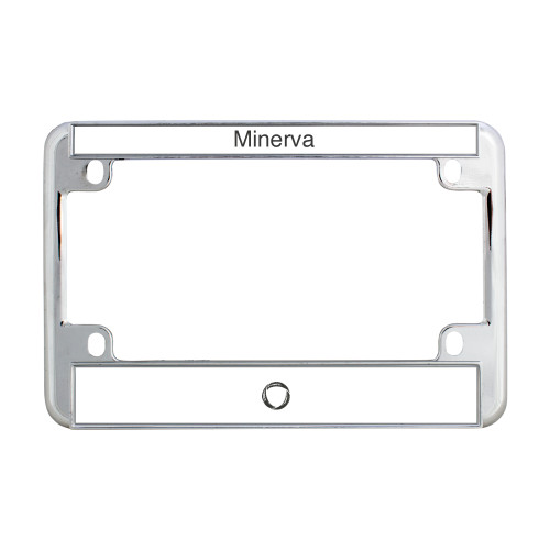  Metal Motorcycle License Plate Frame in Chrome - Minerva University Symbol