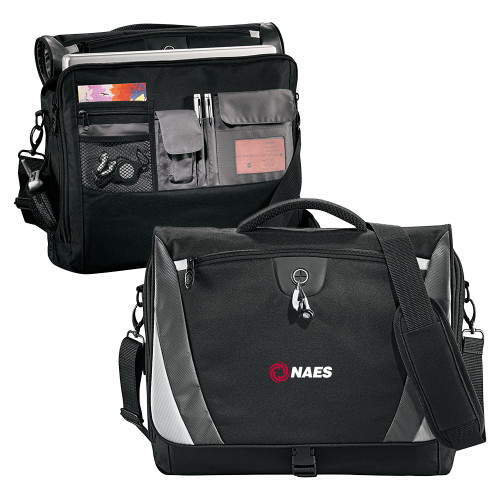 Black/Grey Slope Computer Messenger Bag-NAES