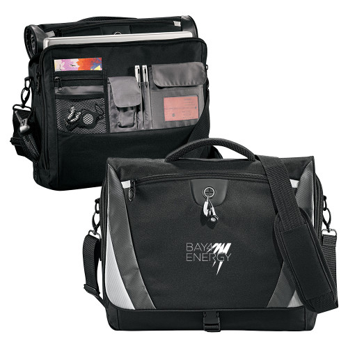Black/Grey Slope Computer Messenger Bag-NAES Bay4 Energy
