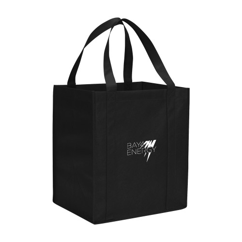 Non Woven Black Grocery Tote-NAES Bay4 Energy