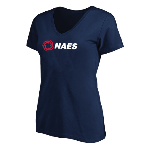 Womens Plus Navy V Neck T Shirt-NAES - PLUS
