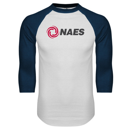 White/Navy Raglan Baseball T Shirt-NAES