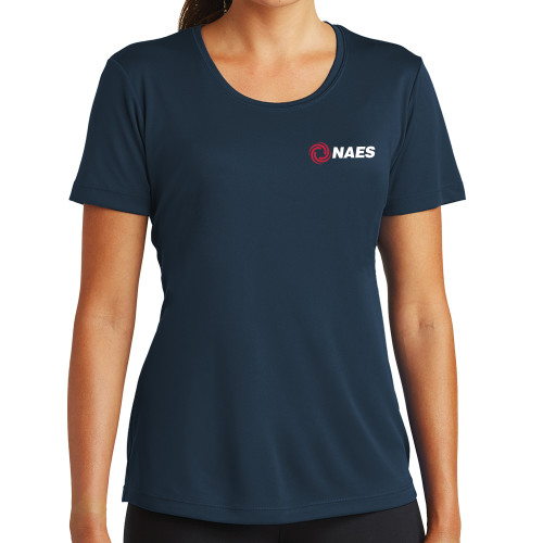 Womens Navy Performance Tee-NAES