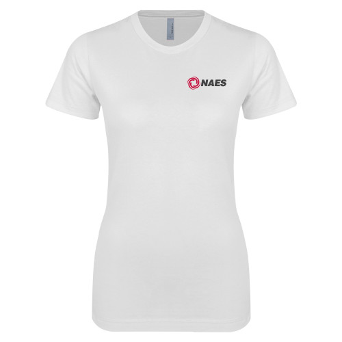 Next Level Womens White Boyfriend Tee-NAES