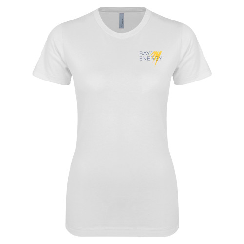 Next Level Womens White Boyfriend Tee-NAES Bay4 Energy