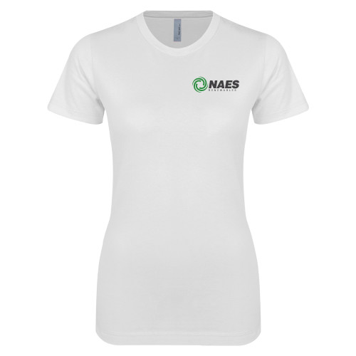 Next Level Womens White Boyfriend Tee-NAES Renewables