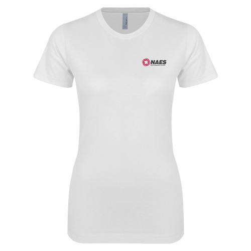 Next Level Womens White Boyfriend Tee-NAES Performance Center