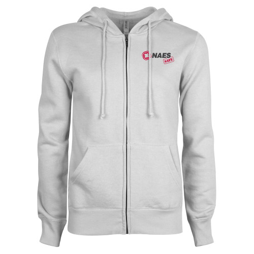 ENZA Womens White Fleece Full Zip Hoodie-NAES Safe