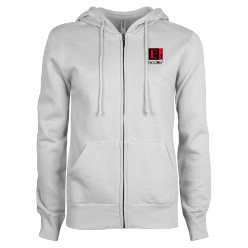 ENZA Womens White Fleece Full Zip Hoodie-E3 Consulting