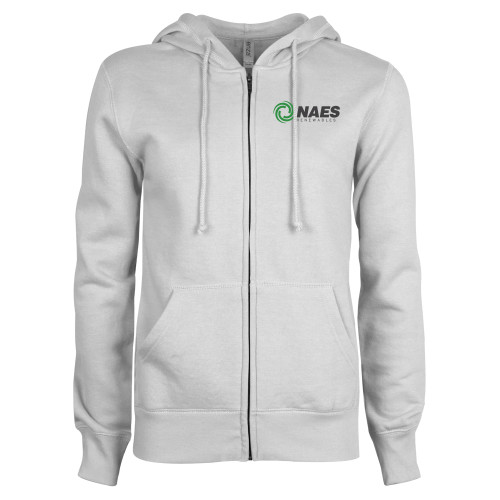 ENZA Womens White Fleece Full Zip Hoodie-NAES Renewables