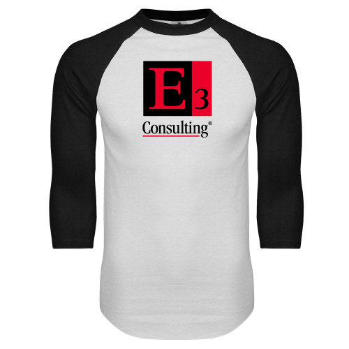 White/Black Raglan Baseball T Shirt-E3 Consulting