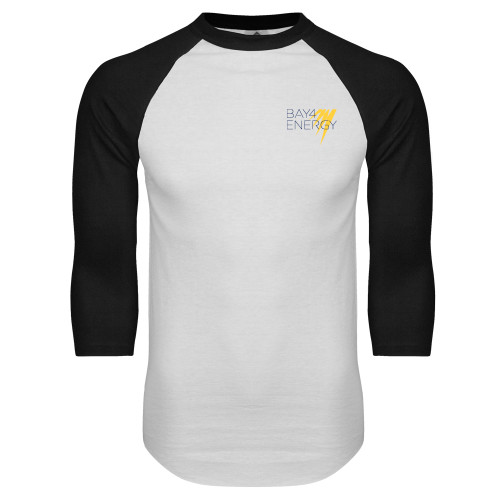 White/Black Raglan Baseball T Shirt-NAES Bay4 Energy