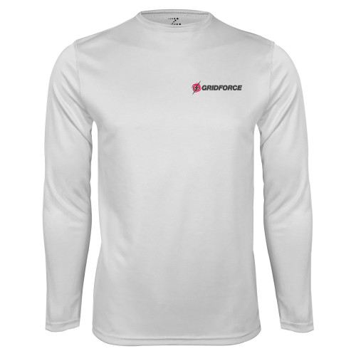 White Performance Long Sleeve Shirt-Gridforce