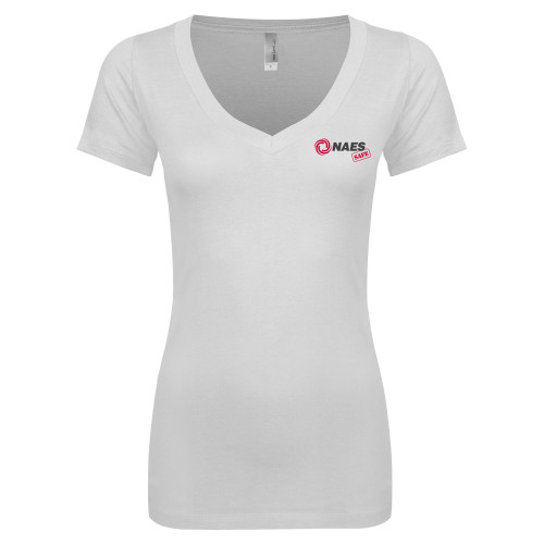 Next Level Womens White Ideal V Tee-NAES Safe