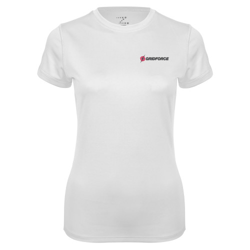 Womens White Performance Tee-Gridforce