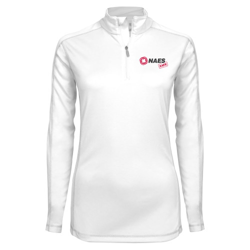 Syntrel Womens White Interlock 1/4 Zip-NAES Safe