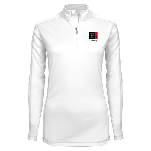 Syntrel Womens White Interlock 1/4 Zip-E3 Consulting