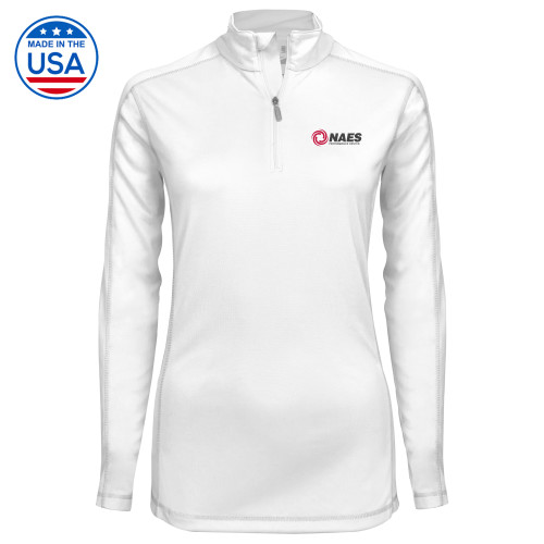 Syntrel Womens White Interlock 1/4 Zip-NAES Performance Center