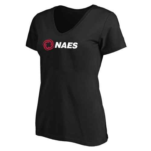 Womens Plus Black V Neck T Shirt-NAES - PLUS