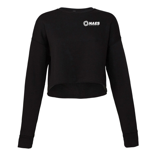 Bella + Canvas Womens Black Cropped Fleece Crew-NAES Renewables