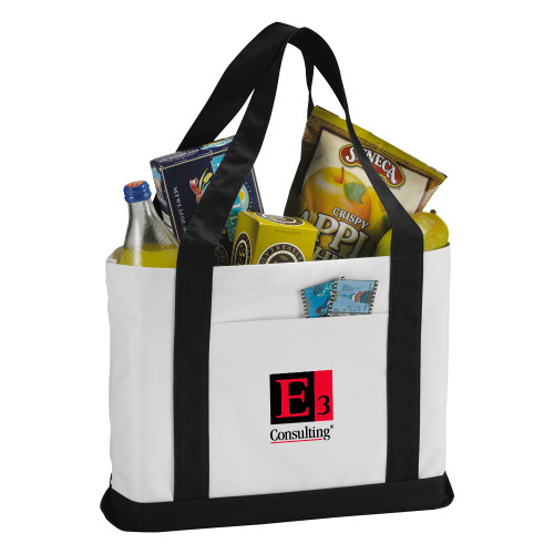 Contender White/Black Canvas Tote-E3 Consulting