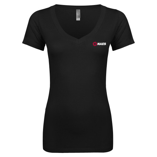 Next Level Womens Black Ideal V Tee-NAES