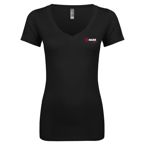Next Level Womens Black Ideal V Tee-NAES Safe