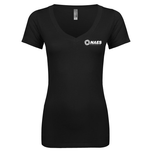 Next Level Womens Black Ideal V Tee-NAES Renewables