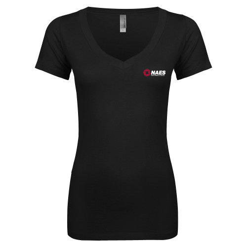 Next Level Womens Black Ideal V Tee-NAES Performance Center