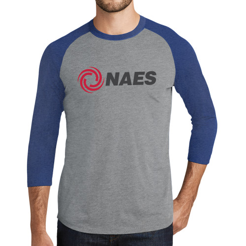 Grey/Royal Heather Triblend Baseball Raglan Tee-NAES