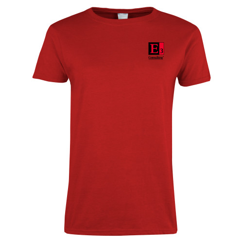 Womens Short Sleeve Red Tee-E3 Consulting