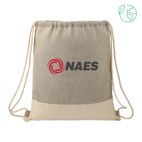 Split Recycled Cotton Grey/Natural Drawstring Bag-NAES