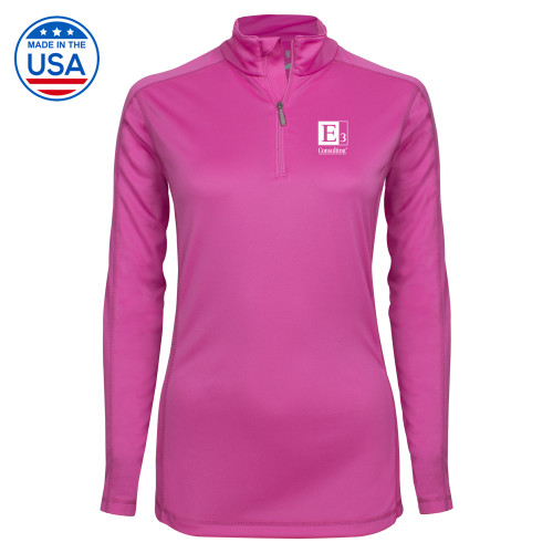 Syntrel Womens Raspberry Interlock 1/4 Zip-E3 Consulting