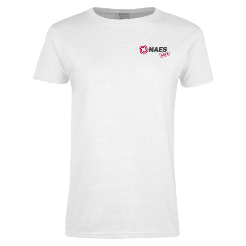 Womens White Short Sleeve Tee-NAES Safe