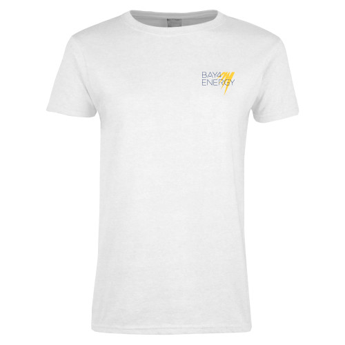Womens White Short Sleeve Tee-NAES Bay4 Energy