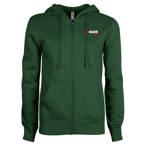 ENZA Womens Dark Green Fleece Full Zip Hoodie-NAES Safe