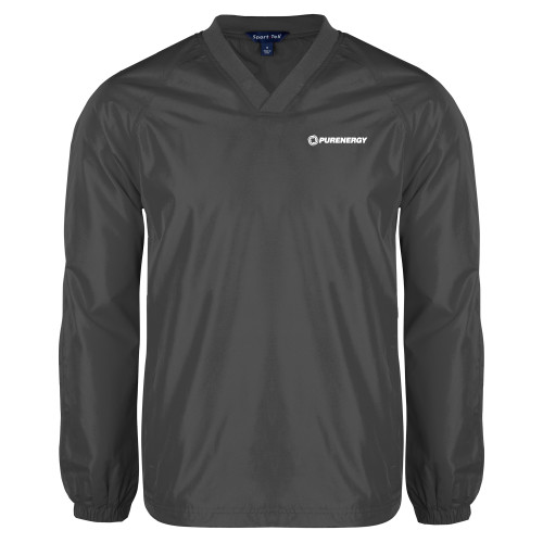Charcoal V Neck Raglan Windshirt-PurEnergy